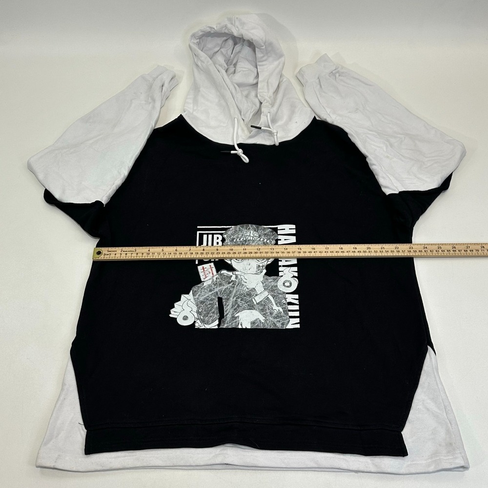 Anime Hanako Kun Hoodie Black White Two-Tone Pullover Sweatshirt Size XL - Picture 4 of 6
